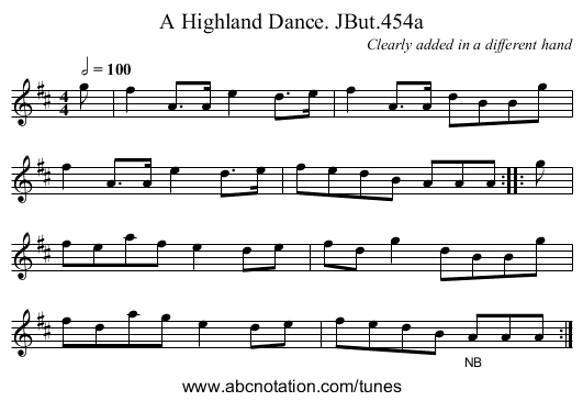 Highland Dance. JBut.454a, A - staff notation