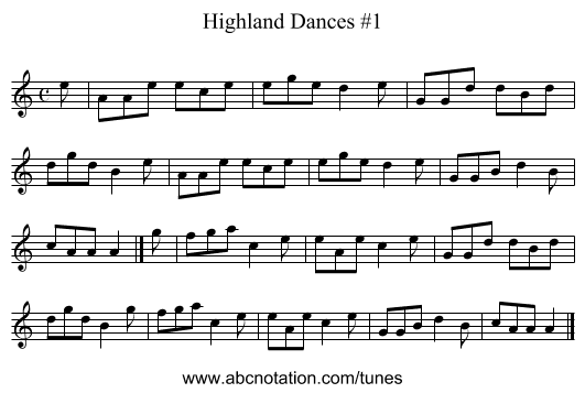 Highland Dances #1 - staff notation