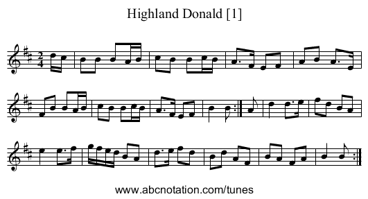 Highland Donald [1] - staff notation