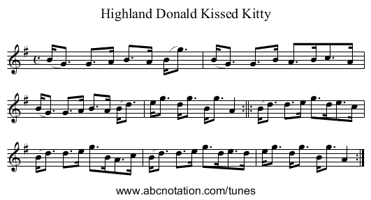 Highland Donald Kissed Kitty - staff notation