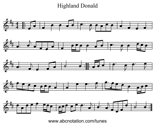 Highland Donald - staff notation