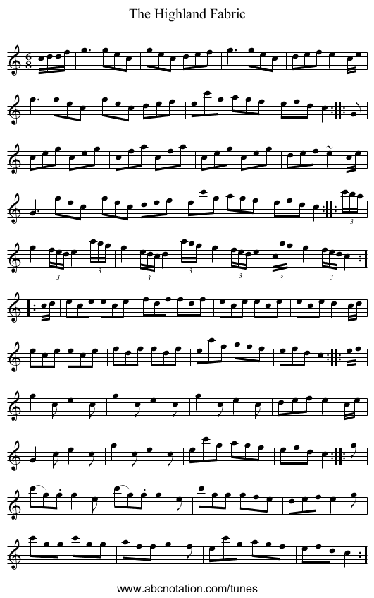 Highland Fabric, The - staff notation