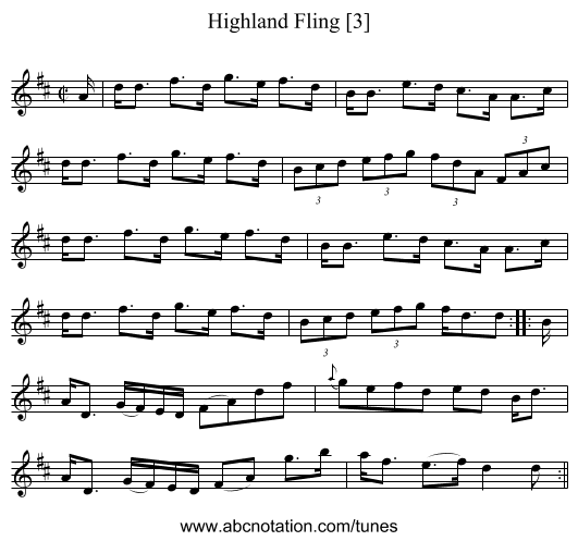 Highland Fling [3] - staff notation