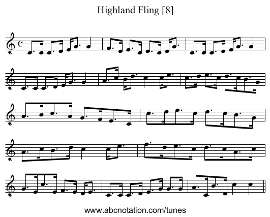 Highland Fling [8] - staff notation