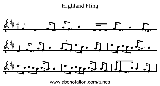 Highland Fling - staff notation