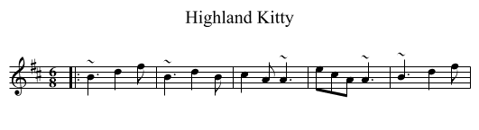 Highland Kitty - staff notation