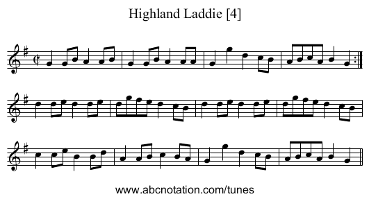 Highland Laddie [4] - staff notation