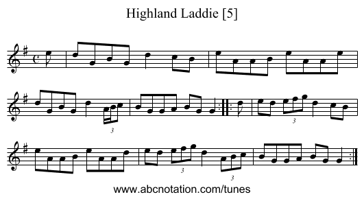 Highland Laddie [5] - staff notation