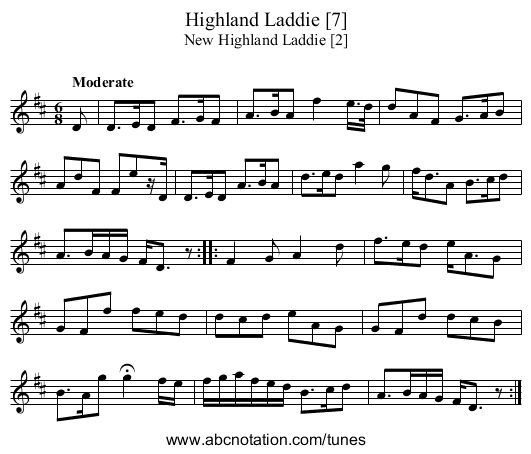 Highland Laddie [7] - staff notation