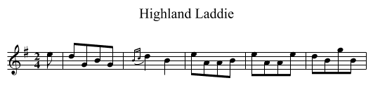 Highland Laddie - staff notation