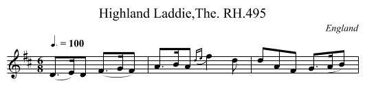 Highland Laddie,The. RH.495 - staff notation