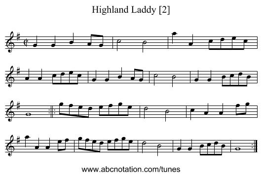 Highland Laddy [2] - staff notation