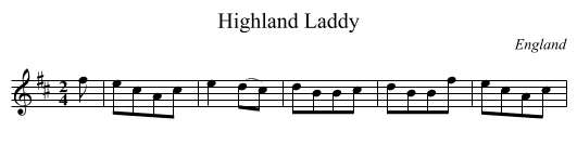 Highland Laddy - staff notation