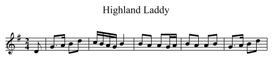 Highland Laddy - staff notation