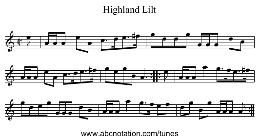 Highland Lilt - staff notation