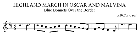 HIGHLAND MARCH IN OSCAR AND MALVINA - staff notation
