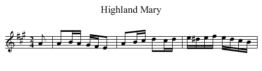 Highland Mary - staff notation