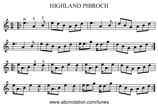 HIGHLAND PIBROCH - staff notation