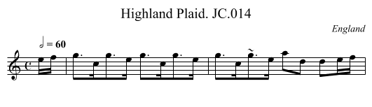 Highland Plaid. JC.014 - staff notation