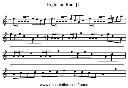 Highland Rant [1] - staff notation