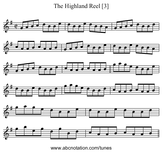Highland Reel [3], The - staff notation