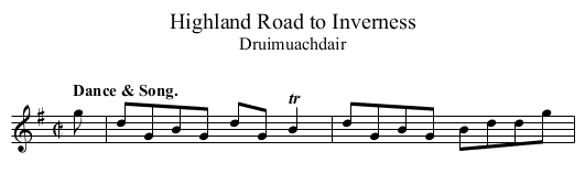 Highland Road to Inverness - staff notation