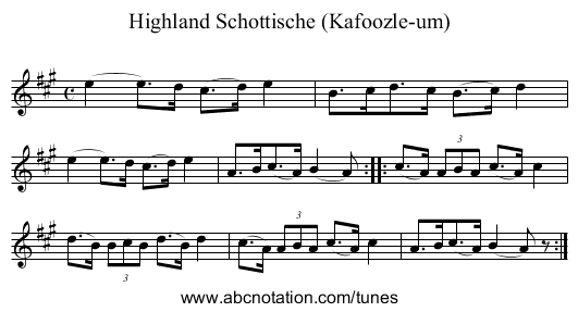 Highland Schottische (Kafoozle-um) - staff notation