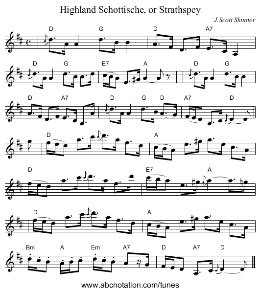 Highland Schottische, or Strathspey - staff notation