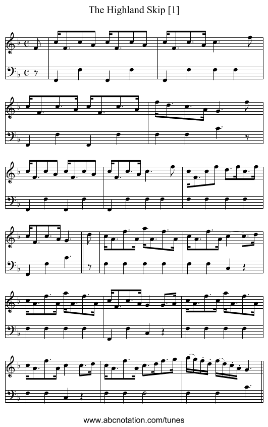 Highland Skip [1], The - staff notation