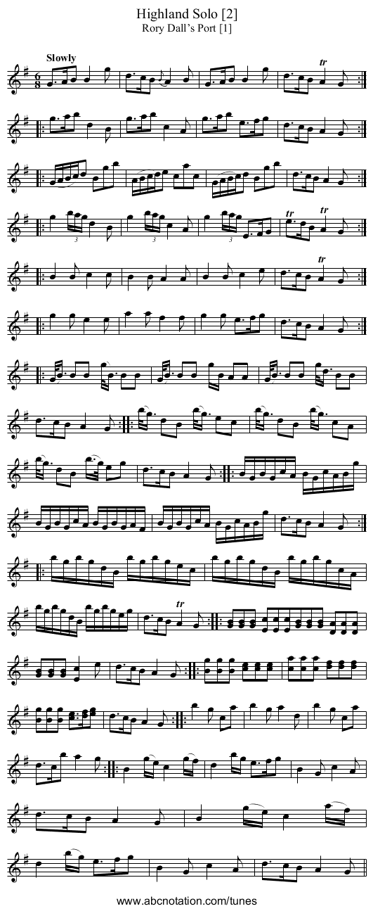 Highland Solo [2] - staff notation