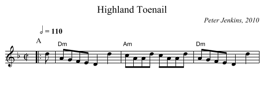 Highland Toenail - staff notation