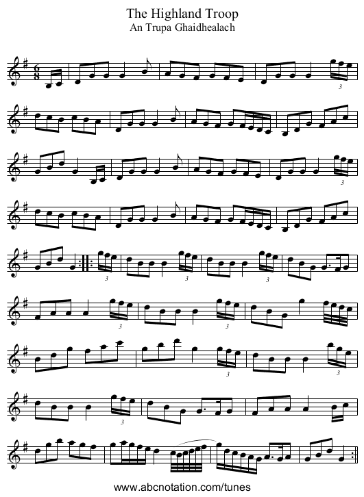 Highland Troop, The - staff notation