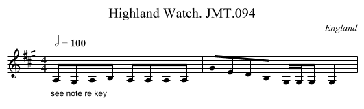 Highland Watch. JMT.094 - staff notation