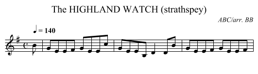 HIGHLAND WATCH (strathspey), The - staff notation