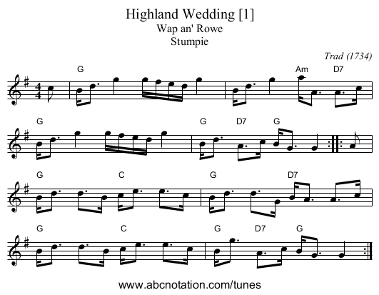 Highland Wedding [1] - staff notation