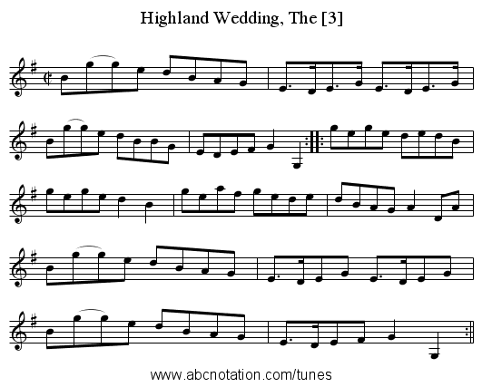 Highland Wedding, The [3] - staff notation