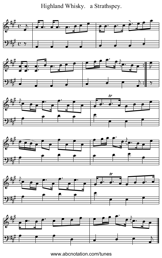 Highland Whisky.   a Strathspey. - staff notation