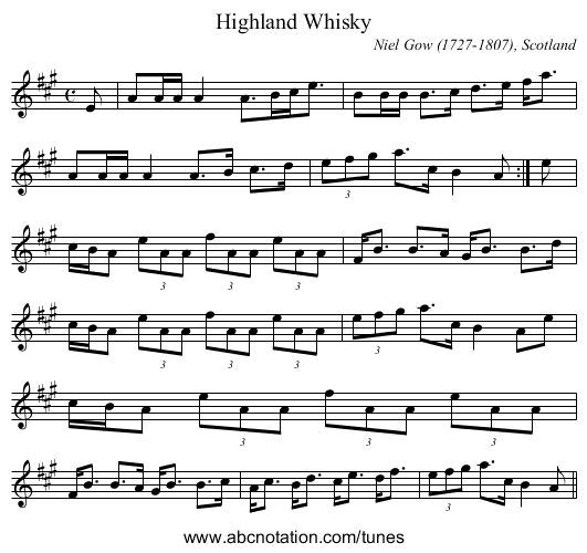 Highland Whisky - staff notation
