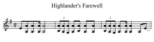 Highlander's Farewell - staff notation