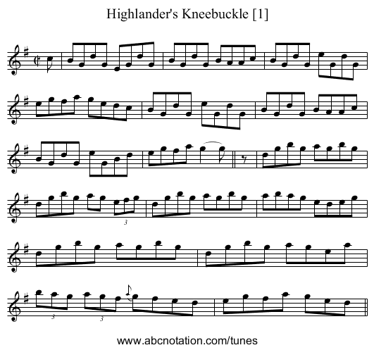 Highlander's Kneebuckle [1] - staff notation