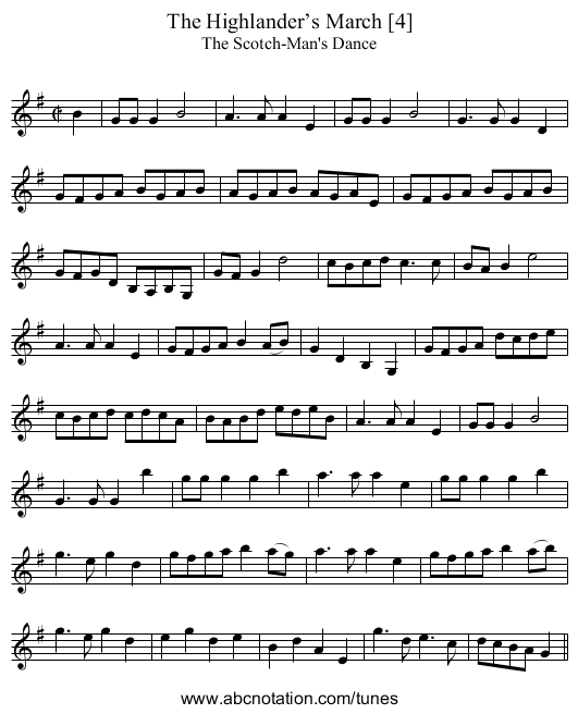 Highlander’s March [4], The - staff notation