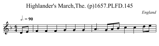 Highlander's March,The. (p)1657.PLFD.145 - staff notation