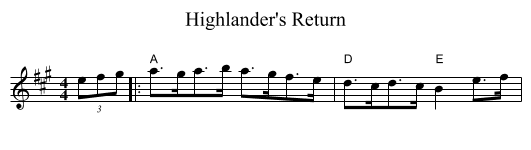 Highlander's Return - staff notation