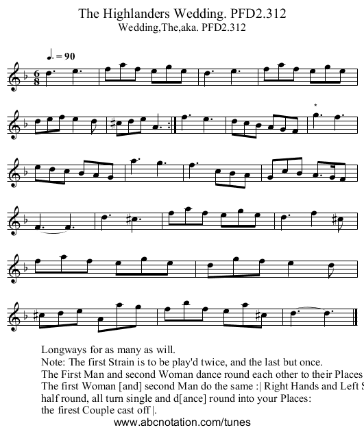 Highlanders Wedding. PFD2.312, The - staff notation