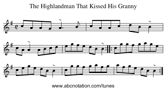 Highlandman That Kissed His Granny, The - staff notation