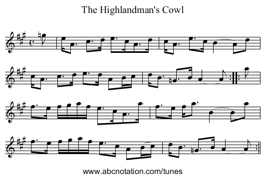 Highlandman's Cowl, The - staff notation