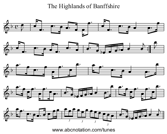 Highlands of Banffshire, The - staff notation