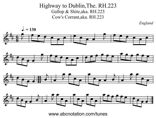 Highway to Dublin,The. RH.223 - staff notation