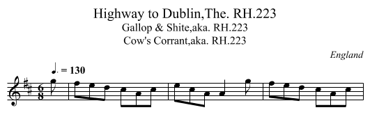 Highway to Dublin,The. RH.223 - staff notation