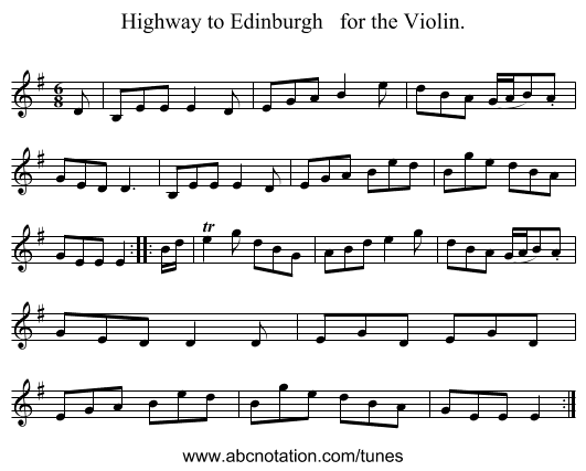 Highway to Edinburgh   for the Violin. - staff notation